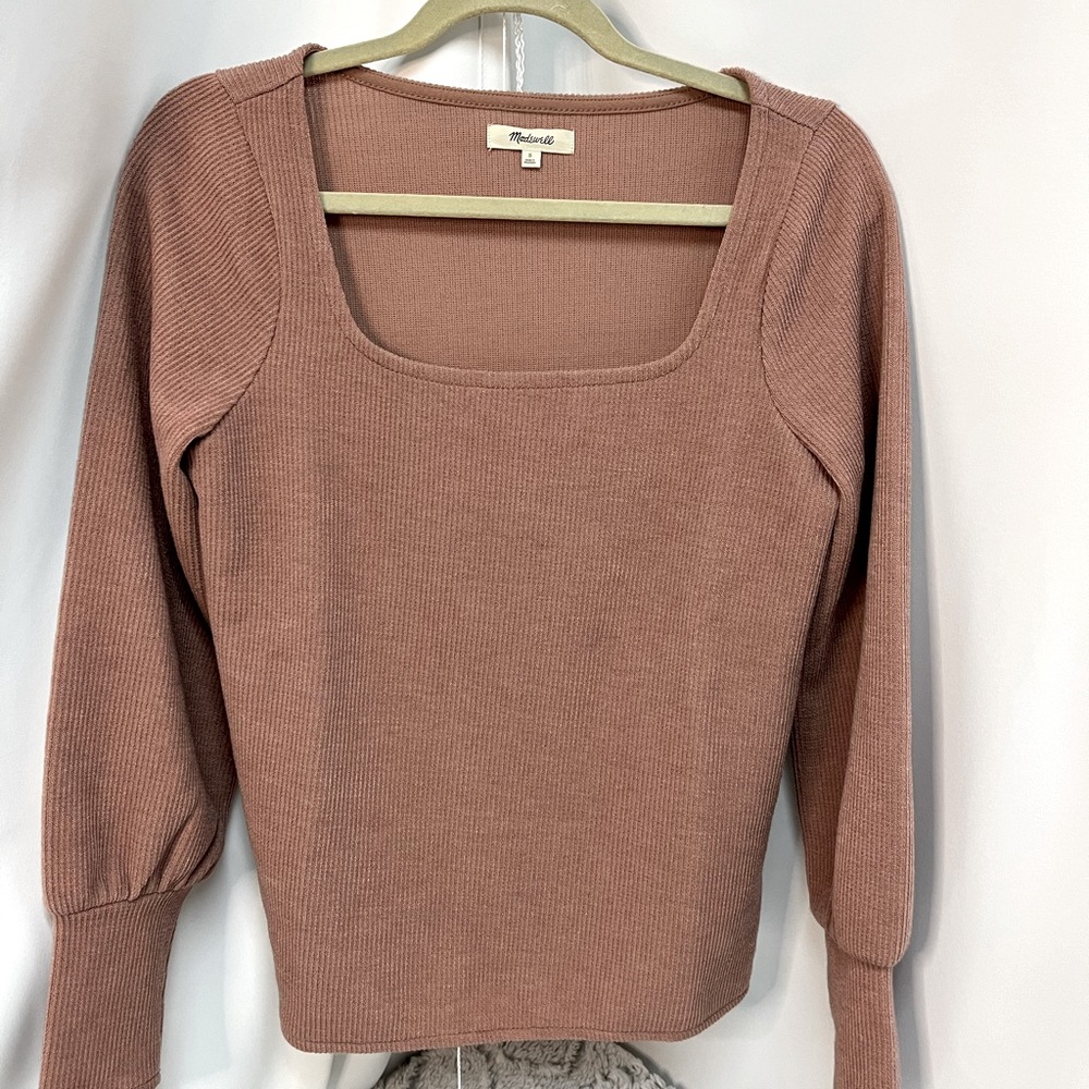 Madewell Melwood Square Neck light weight Sweater pink size small
